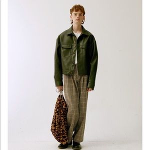 Delivery green leather jacket